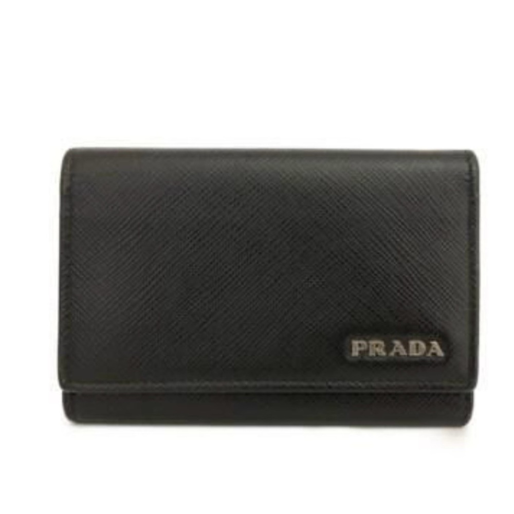 Prada Saffiano Black Card & Key Holder